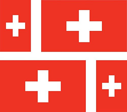 Akacha Aufkleber für Auto, Motorrad, Koffer, PC, Motiv: Schweizer Flagge, 4 Stück