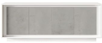 Web Convenienza Madia con 4 Ante Made in Italy – Credenza Contenitore Collezione Sky per Soggiorno Cucina Ingresso Sala da Pranzo Mobile Design Moderno Originale - Bianco Laccato Opaco/Cemento