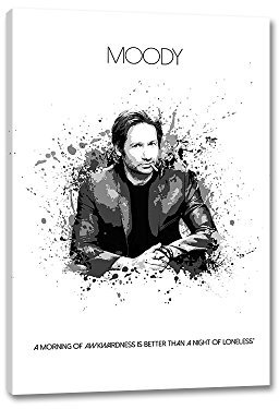 Caro-Art Hank Moody Splash Art 90x60cm Schwarz Weiß Film Californication Digital Art Leinwandbild auf Keilrahmen Wandbilder