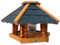 HABAU Vogelhaus mit Futtersilo und Ständer | Futterhaus für Wildvögel montiert | Silo aus Kunststoff | Sechseckiges Haus für Wildvögel (Schweden)