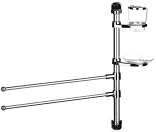Premier Housewares Towel Rails Towel Holder Aluminium Towel Rail Self Adhesive Bathroom Towel Rails H X W X D: 52 X 52 X 13