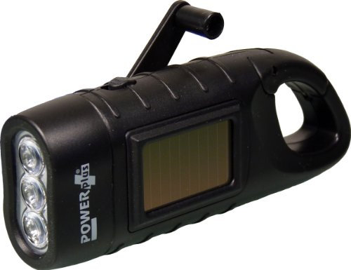 POWER plus Seahorse 3 LED Dynamo/Solar aufladbares Taschenlampe mit Karabinerhaken Schwarz