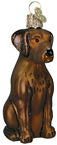 Old World Christmas Dog Collection Glass Blown Ornaments for Christmas Tree,Chocolate Labrador, Model:12387