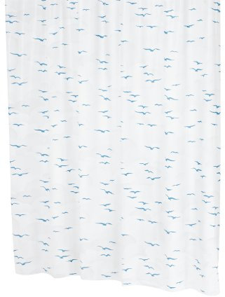 RIDDER Duschvorhang Folie ca. 180x200 cm, Sylt, blau, inkl. Ringe | 100% Wasserdicht | Vögel
