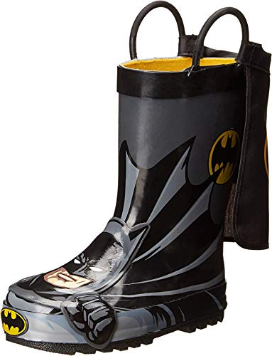 Western Chief Boys Waterproof Printed Rain Boot with Easy Pull on Handles - Batman Everlasting, 2 M US Little Kid