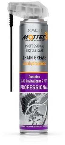 Lubrifiant Mottec pour chaînes de vélo par XADO - Hydrofuge et imperméable - Protection contre la saleté - Spray de 200 ml