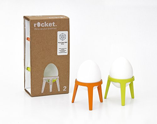 Brainstream Rocket 2er-Geschenkset, Eierbecher aus Metall, limette/orange