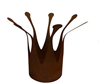 ARTTEC Krone, Übertopf, Pflanzkübel (Rostdeko) (Ø20 x H 40 cm) - hochwertige Gartendeko aus Metall - Rost Deko für Garten, Balkon & Terasse - Metall Deko zum Aufstellen - Made in Germany