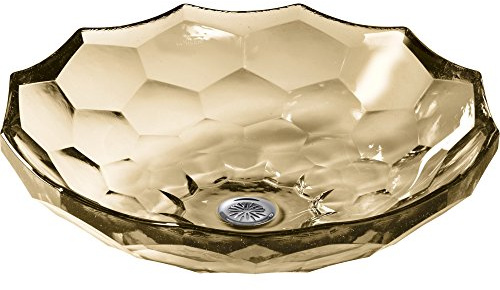 KOHLER K-2373-TG7 Briolette, ARTIST EDITIONS Oval Faceted Glass Bathroom Vessel Sink, Translucent Sandalwood