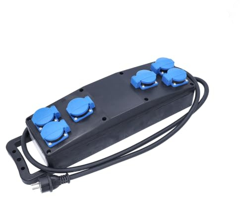 as - Schwabe Vollgummi Steckdosenleiste 2 m H07RN-F 3G2,5-6 x Schutzkontaktsteckdosen 230 V 16 A - Baustromverteiler - Stromstation für Baustelleneinsatz - Außenbereich - Made in Germany, 60556