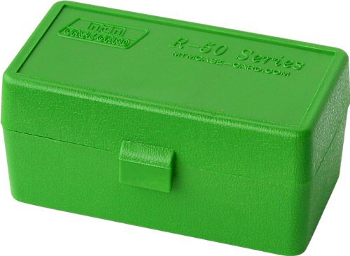 MTM 50 Round Flip-Top Rifle Ammo Box 22 Hornet, .30 Carbine, .218 BEE (Green) by