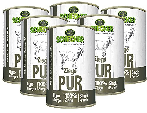 Schecker Nassfutter - 100% Ziege PUR - 6 x 410g - getreidefrei - glutenfrei - hypoallergen - weizenfrei