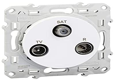 prise télévision + radio fm + satellite - blanc - fixation par vis - schneider odace