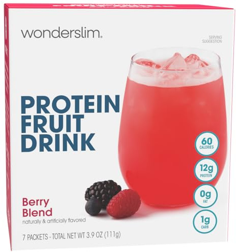 WonderSlim Protein Fruit Drink, Berry Blend, No Fat, Gluten Free, Keto Friendly & Low Carb (7ct)
