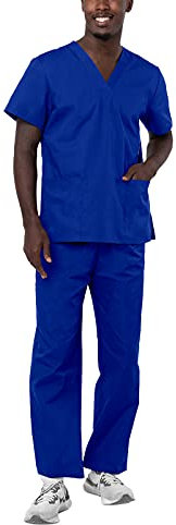 Adar Universal Unisex Pflegebekleidung - Unisex Set mit Kordelzug - 701 - Royal Blue - S