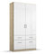 Rauch Möbel Celle hinged door wardrobe in Sanremo oak light/high polish white, 2 doors, 4 drawers, incl. accessories package Basic 1 hanging rail, 2 shelves, WxHxD 91x197x54 cm