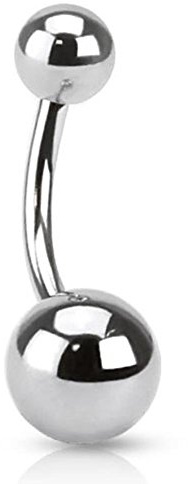 Paula & Fritz® Bauch-nabelpiercing Bananabell Bauch-Piercing Edelstahl Chirurgenstahl 316L Silber Doppelte Kugel
