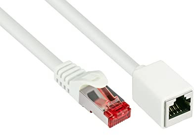 Good Connections Cat.6 Ethernet LAN Patchkabel-Verlängerung mit Rastnasenschutz RNS , S/FTP, PiMF, PVC, 250MHz, OFC, CU - Gigabit-fähig (10/100/1000-Base-T Ethernet Netzwerke) - weiß, 10m
