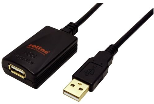 ROLINE USB 2.0 Verlängerung, schwarz, 5 m
