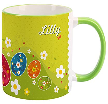 Herz & Heim® Ostergeschenk Tasse mit Wunschname - verschiedene Motive Ostereier
