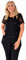 Womens New Floral Lace Sequin Ladies Scoop Neck Short Sleeve T-Shirt Party Top Plus Size Black Size 16-18