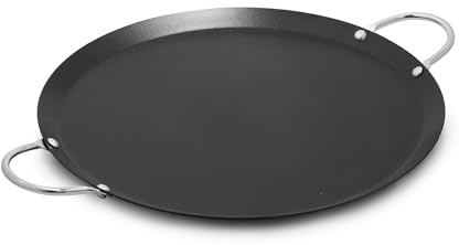 IMUSA USA CAR-52023 Round Large Comal 13.5-Inch, Black | Chrome Riveted Handles, Great for Tortillas, Essential Kitchen Tool