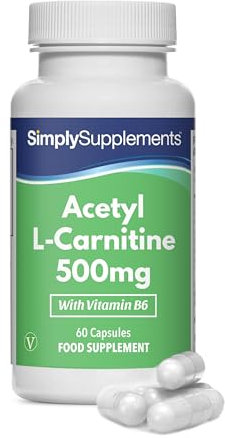 Gélules Acétyl L-Carnitine 500mg avec Vitamine B6 | Soutient la Fonction Psychologique & le Métabolisme Énergétique | Vegan & Végétarien | 60 Capsules - 2 Mois | Fabriqué au Royaume-Uni