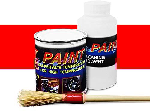 4R Quattroerre.it, Vernice per Pinze dei Freni, Marmitte, Testate, Resiste ad Alte Temperature, Confezione da 100 ml + Cleaner + Pennello, Colore Rosso