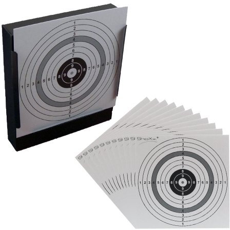 ShoXx.® Set: Kugelfang/Scheibenkasten für Softair und Druckluftwaffen + 10 Shoot-Club Zielscheiben 14x14 cm