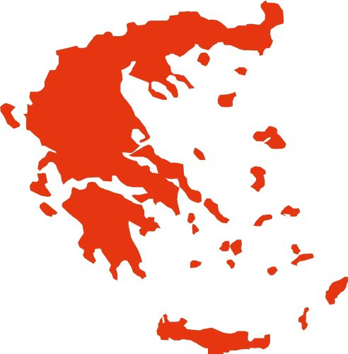2x Auto Aufkleber, Car Sticker HELLAS Griechenland, Greece, Grece, Grecia. Länderumriss (ca. 11x11 cm, Rot)