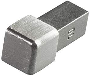 Fuchs Design Fliesenschiene Ecke Endstück Professional 12,5 mm Quadratprofil V2A Edelstahl gebürstet