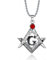 BOBIJOO JEWELRY - Pendentif Collier Acier Inoxydable Argenté Franc-Maçonnerie Rubis Rouge + Chaîne