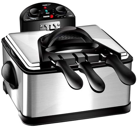 Friteuse Electrique FAGOR FG124 - Electrique - 4L - 2000W - 1,8 Kg de frites - 3 Paniers - Filtre carbone anti odeurs - Corps en inox