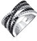 Bague de déclaration croisée deux tons noir blanc pavé AAA CZ pour femmes en laiton plaqué argent