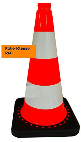 UvV-Reflex Leitkegel mit reflektierenden Streifen (Folie Typ 1), Hochwertiger Pylon aus PVC 50 cm für Ihre Sicherheit