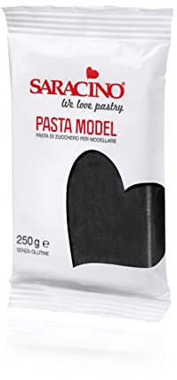 Saracino Sugar Paste Model Black Modelling Paste 250 g Gluten Free Made in Italy