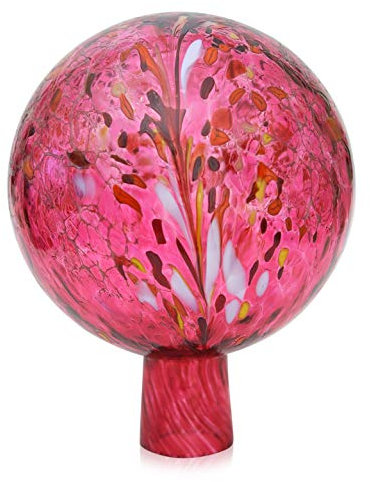 Lauschaer Glas Gartenkugel Rosenkugel aus Glas mit Granulat rubinrot d 15cm mundgeblasen handgeformt