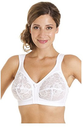 Camille Lace Full Cup Bras for Women – Non-Wired Comfortable Everyday Womens Bras with Elegant Floral Finish 40DD White
