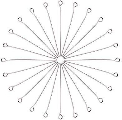 PH PandaHall 100pcs 40mm Épingle à Oeil Tige Acier Inoxydable Bijoux 304, Connecteur Bijoux Acier Inoxydable Tige Boucle d'oreille pour Pendentifs, Boucles d'oreilles, Bijoux, Trou: 2mm
