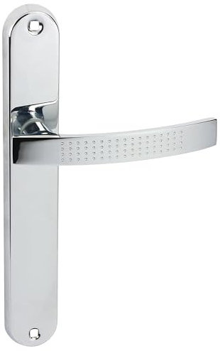 domino Türgriff Blind Drückergarnitur Langschildgarnitur Türklinke für Zimmertür, Bürotür, Kellertür & Innentür L-Form Türbeschläge aus Aluminium Chrom Türdrückergarnitur ALMA ECO M6