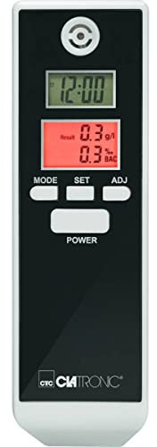 Clatronic® Alkoholtester | Promillemessgerät | 2 digitale LCD-Displays | Anzeige in Promille 0,0–1,9% (rot beleuchtet) | Countdown-Funktion | Automatische Abschaltung | AT 3605 weiß/schwarz