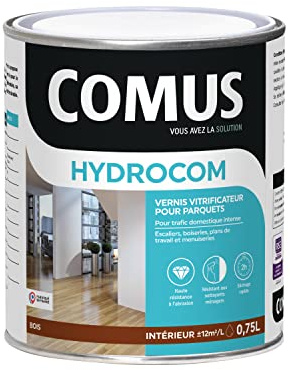 Hydrocom Mat Soie - Incolore 0.75L - Vitrificateur Polyuréthane Acrylique MONO-composant pour Parquets, Escaliers et Boiseries