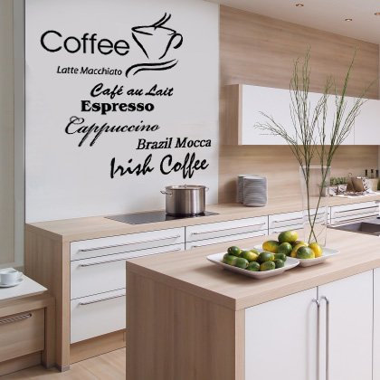 Indigos UG - Wandtattoo Kaffee grün - 120x117 cm - Kaffeetraum Schriftzug mit Tassenmotiv und Coffee Design - Wandaufkleber für Küche & Wohnbereich