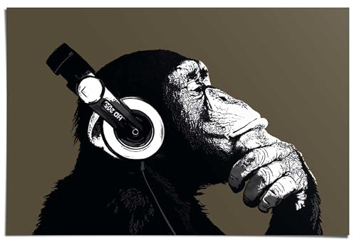 REINDERS Poster, The Chimp - stereo, Kinderzimmer, Poster, Wanddeko, Room Decor, Bilderdruckpapier, Braun, 61 x 91,5