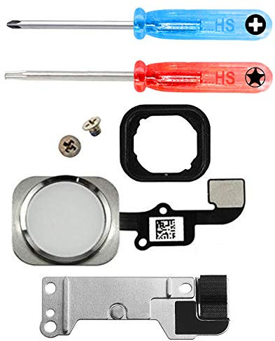 MMOBIEL Bouton Home Compatible avec iPhone 6S / 6S Plus - Home Button Remplacement avec Connecteur Nappe Flex - INCL. Tournevis - Blanc