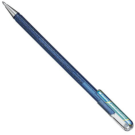Pentel K110-DCX Dual Metallic Hybrid Dual Metallic Gelroller, Glitzer Gel, 1 Stück, blau/grün 2 verschiedene Farb-Effekte auf hellem/dunklem Papier blau+metallic grün