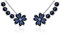 QUKE Boucles d'oreilles grimpantes en forme de fleur en oxyde de zirconium bleu saphir blanc pour femme, Cristal, Zircone cubique