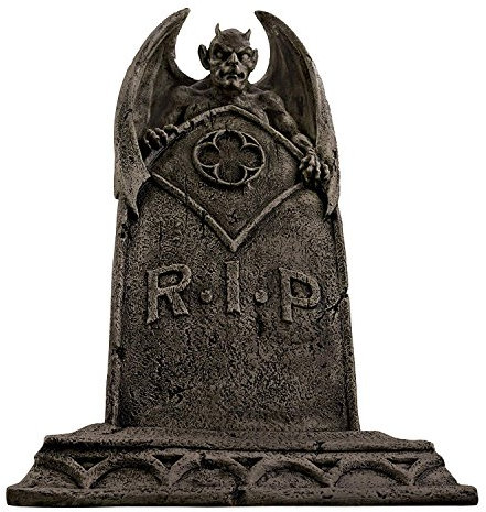 Design Toscano DB160282 The Vampire Demon Halloween Tombstone Gothic Decor Garden Graveyard Statue, Polyresin, Greystone, 56 cm