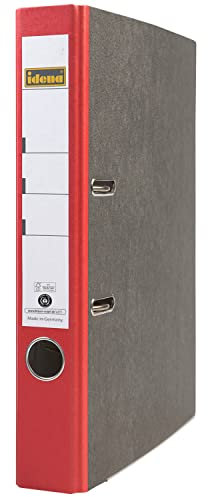 Idena 303068 - Ordner für DIN A4, 5 cm schmal, Wolkenmarmor, rot, 1 Stück