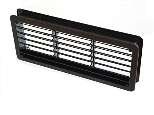 Vecamco TELESCOPIC DOUBLE SIDED RECTANGULAR PLASTIC AIR VENT 270mm x 120mm Suitable for internal and external use on doors or walls. (Black)